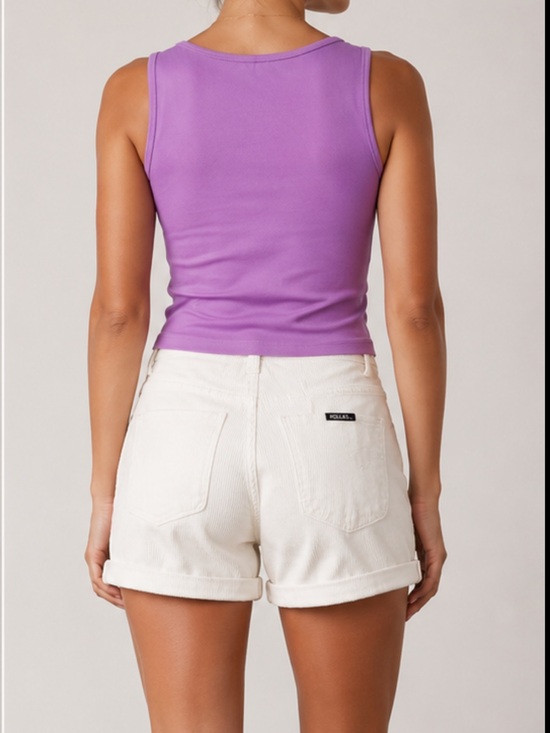 ROLLA'S Pants - Rolla’s‎ Womans White Rolled-Hem Corduroy Denim Shorts